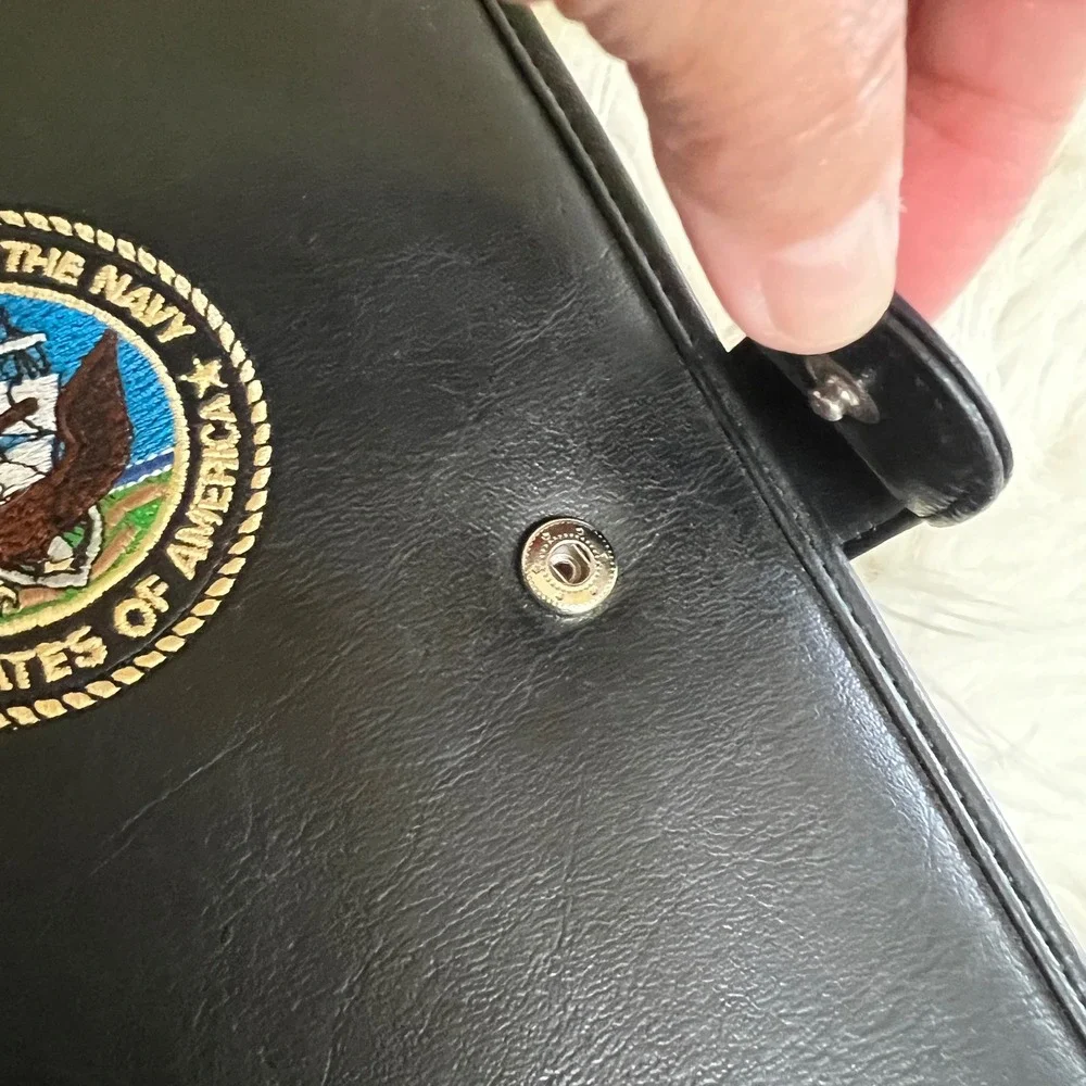 US Navy Department of the Navy Black Leather 3-Ring Binder Planner Cover